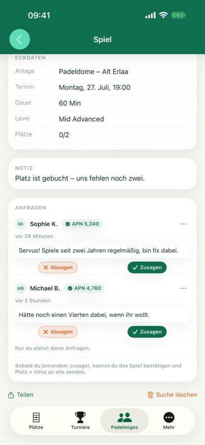 Anfragen zusagen oder absagen