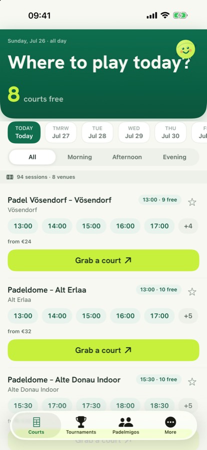 Padelmigo: open courts across every venue
